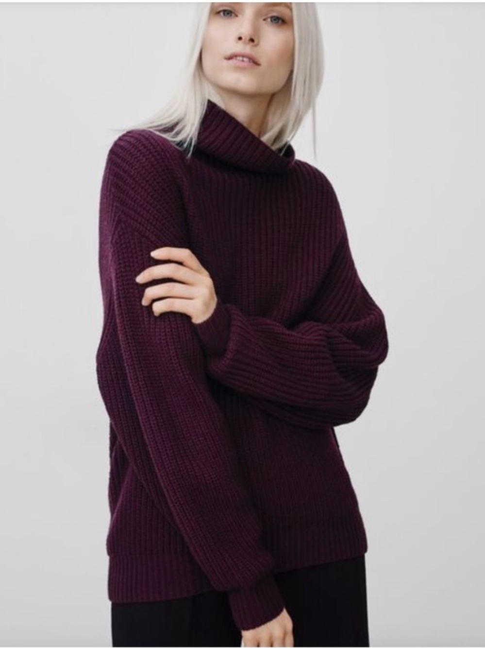 Wilfred Aritzia Montpellier Maroon Merino Wool Sweater Size Large - Picture 9 of 10